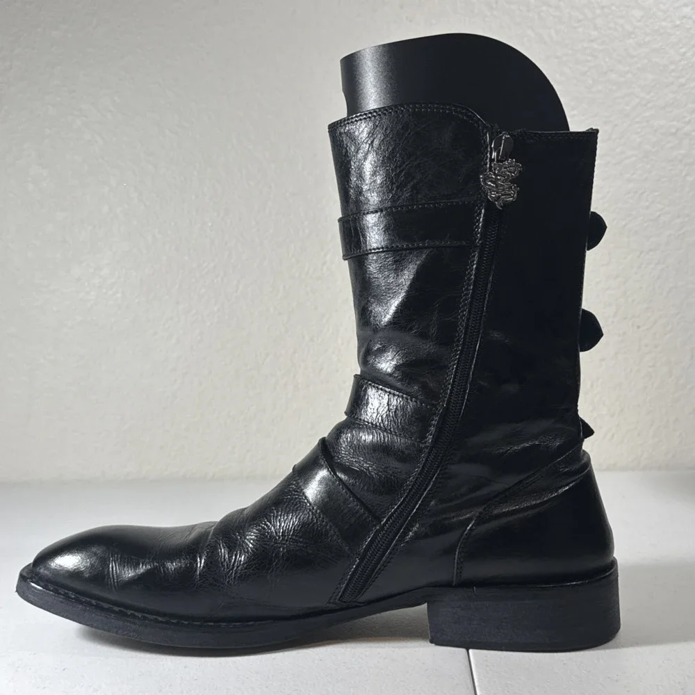 Vintage Mark Nason Dragon 🐉 Boots Mens Size 12 Black Leather Y2K Made In Italy